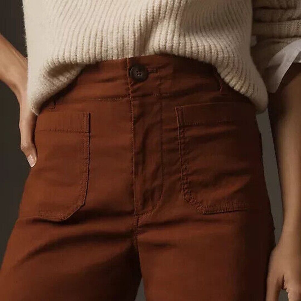 Anthropologie 28P The Colette Cropped Wide-Leg Pants 28 Petite Mango Brown NWT - Picture 5 of 6